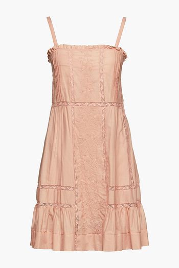 SEE BY CHLOÉ Lace-trimmed embroidered cotton mini dress