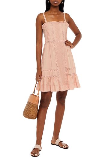 SEE BY CHLOÉ Lace-trimmed embroidered cotton mini dress