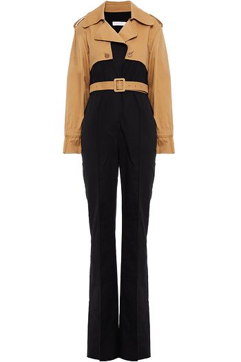 JONATHAN SIMKHAI Belted two-tone cotton-gabardine jumpsuit