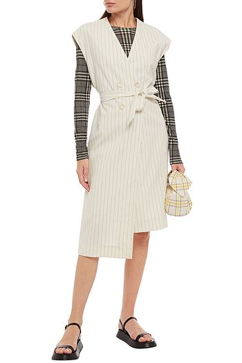 BAUM UND PFERDGARTEN Aolany pinstriped woven midi wrap dress