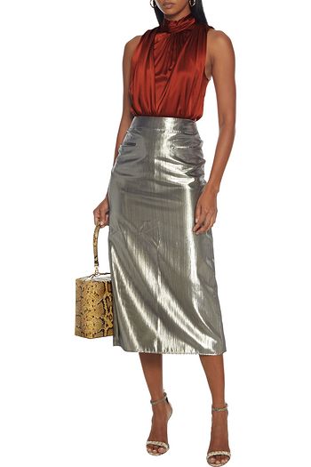 JONATHAN SIMKHAI Draped silk-blend satin and stretch-jersey bodysuit