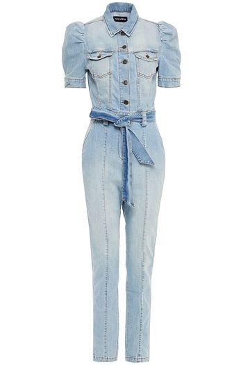 RETROFÊTE Tori belted denim jumpsuit