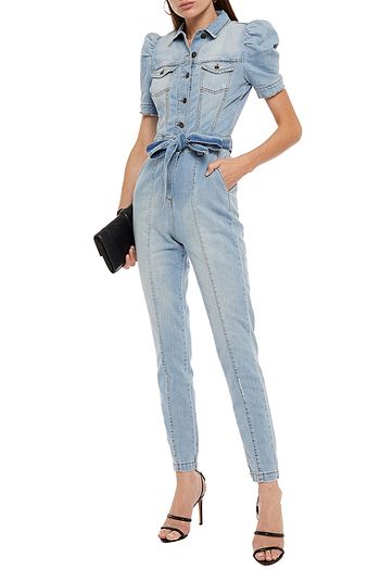 RETROFÊTE Tori belted denim jumpsuit