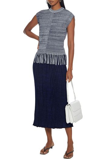JONATHAN SIMKHAI Mélange ribbed-knit midi skirt