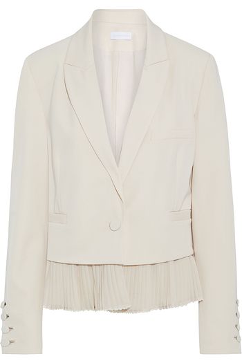 JONATHAN SIMKHAI Pleated chiffon-trimmed twill blazer