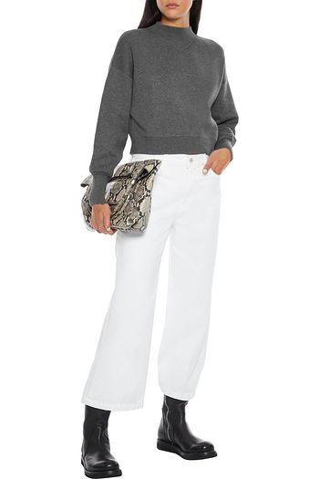 FRAME Cropped cotton-blend sweater
