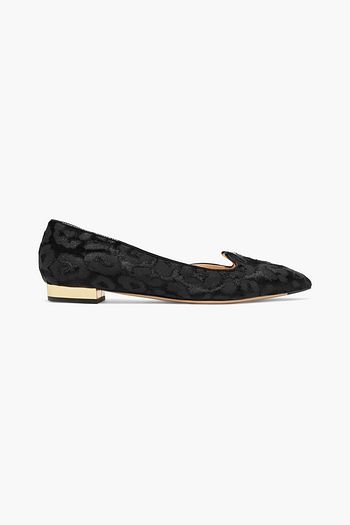 CHARLOTTE OLYMPIA Kitty devoré-velvet point-toe flats