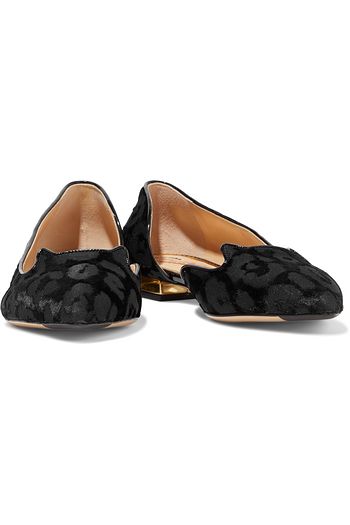 CHARLOTTE OLYMPIA Kitty devoré-velvet point-toe flats