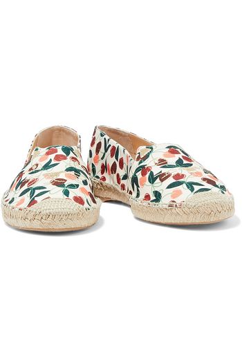 CHARLOTTE OLYMPIA Kitty embroidered printed canvas espadrilles