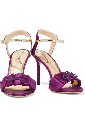 CHARLOTTE OLYMPIA Bow-embellished pleated satin sandals