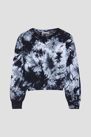 ALICE + OLIVIA Marcelle twist-front tie-dyed stretch-cotton fleece sweatshirt