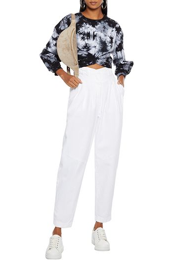 ALICE + OLIVIA Marcelle twist-front tie-dyed stretch-cotton fleece sweatshirt