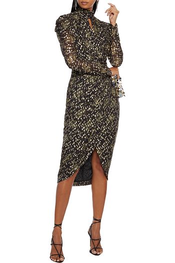 JONATHAN SIMKHAI Reyna wrap-effect printed fil coupé silk-blend dress