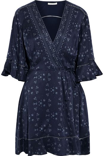 JONATHAN SIMKHAI Ruffled printed washed-silk mini wrap dress