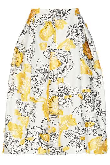 ERDEM Pleated floral-print fil coupé skirt