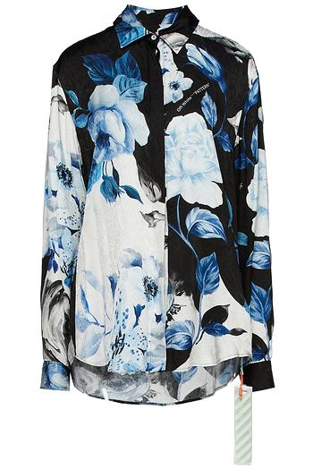 OFF-WHITE™ Floral-print silk-satin jacquard shirt