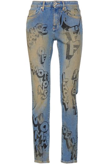 OFF-WHITE™ Printed mid-rise skinny jeans