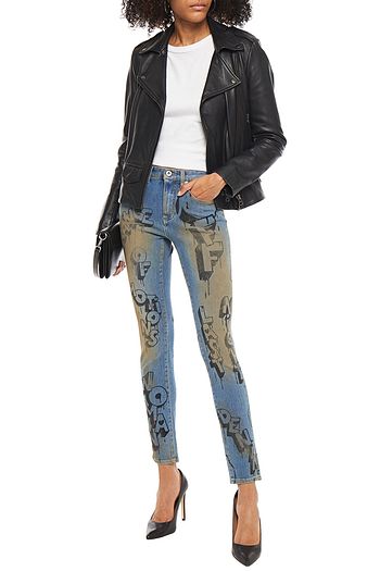 OFF-WHITE™ Printed mid-rise skinny jeans