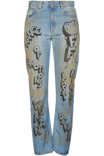 OFF-WHITE™ Printed high-rise straight-leg jeans