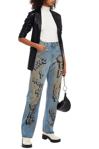 OFF-WHITE™ Printed high-rise straight-leg jeans