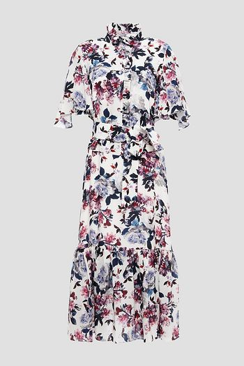 ERDEM Stefanna belted floral-print silk crepe de chine midi dress