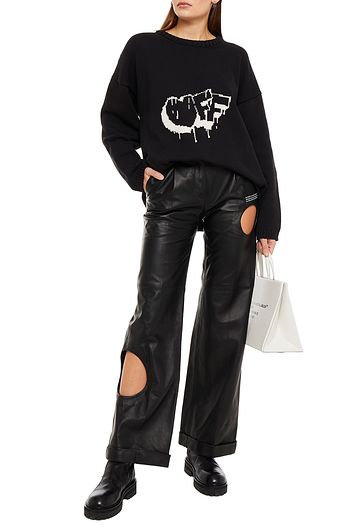 OFF-WHITE™ Cutout printed leather wide-leg pants