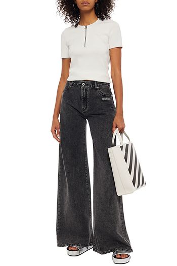OFF-WHITE™ Faded high-rise wide-leg jeans