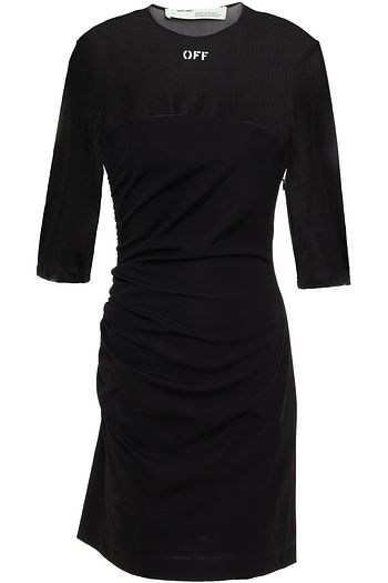 OFF-WHITE™ Shirred printed jersey mini dress