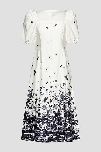 ERDEM Mariona printed cotton-sateen midi dress