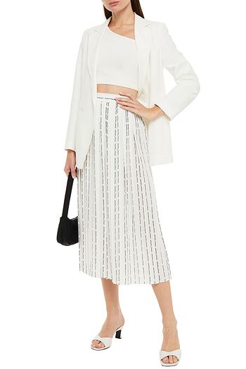 OFF-WHITE™ Pleated printed crepe de chine culottes