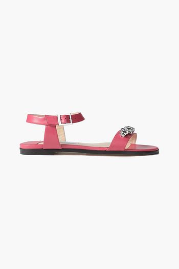 JIMMY CHOO City crystal-embellished leather sandals
