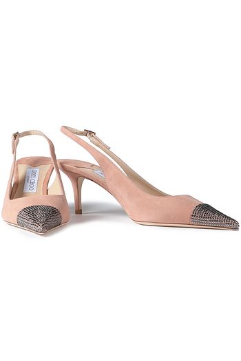 JIMMY CHOO Anika 65 embellished suede slingback pumps