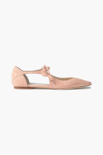 JIMMY CHOO Vanessa cutout suede point-toe flats