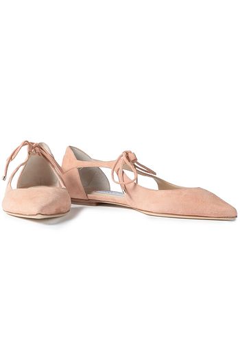 JIMMY CHOO Vanessa cutout suede point-toe flats