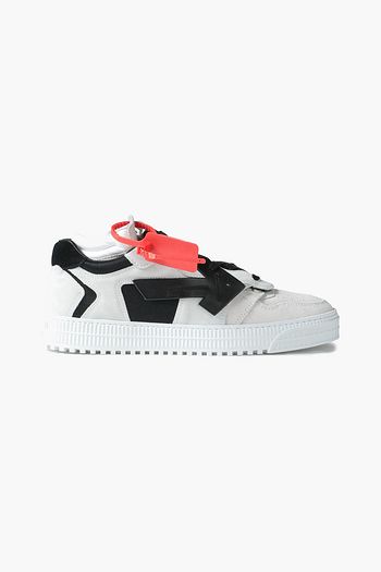 OFF-WHITE™ Floating Arrow appliquéd suede and twill sneakers