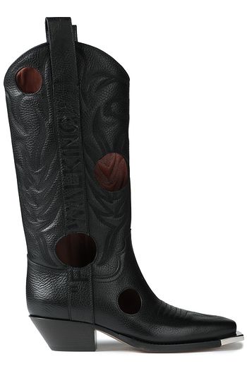 OFF-WHITE™ Meteor Shower cutout pebbled-leather knee boots