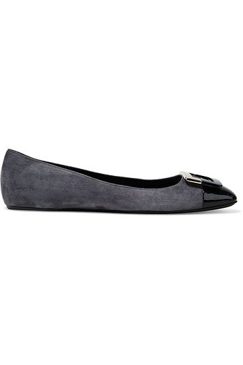ROGER VIVIER Trompette suede and patent-leather ballet flats