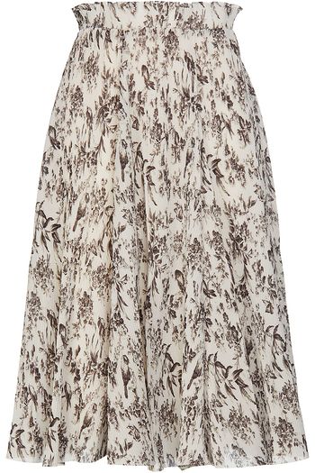 ZIMMERMANN Pleated printed organza midi skirt