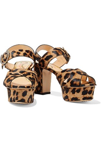 CHARLOTTE OLYMPIA Leopard-print calf hair platform sandals