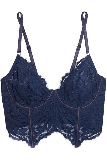 COSABELLA Satin-trimmed mesh-paneled corded lace underwired bra
