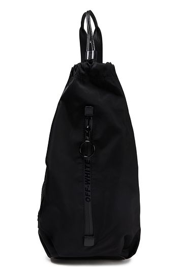 OFF-WHITE™ Leather-trimmed logo-print shell backpack