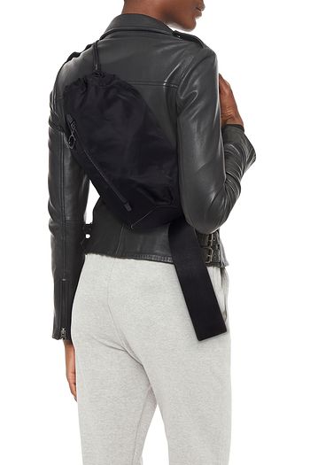 OFF-WHITE™ Leather-trimmed logo-print shell backpack
