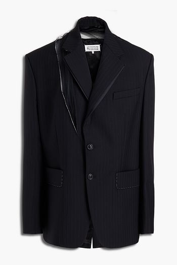MAISON MARGIELA Tulle-trimmed pinstriped wool-twill blazer
