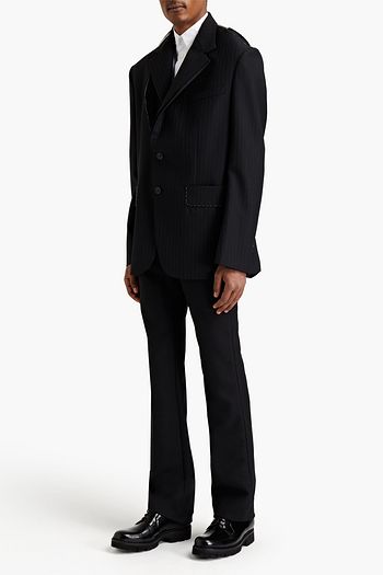 MAISON MARGIELA Tulle-trimmed pinstriped wool-twill blazer