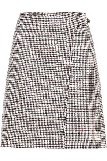 ADAM LIPPES Checked silk, linen and wool-blend tweed mini skirt