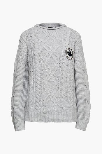 MR & MRS ITALY Appliquéd cable-knit wool and cashmere-blend sweater