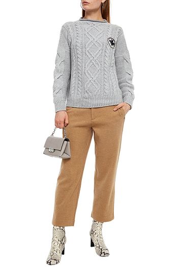 MR & MRS ITALY Appliquéd cable-knit wool and cashmere-blend sweater