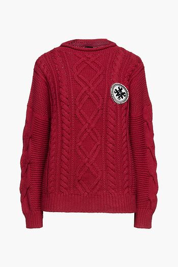 MR & MRS ITALY Appliquéd cable-knit wool and cashmere-blend sweater