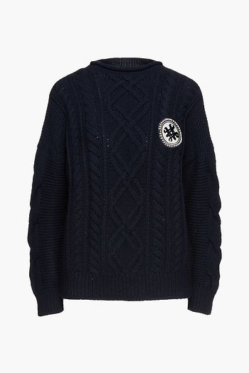 MR & MRS ITALY Appliquéd cable-knit wool and cashmere-blend sweater