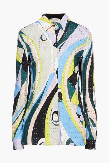 EMILIO PUCCI Crystal-embellished printed jersey shirt